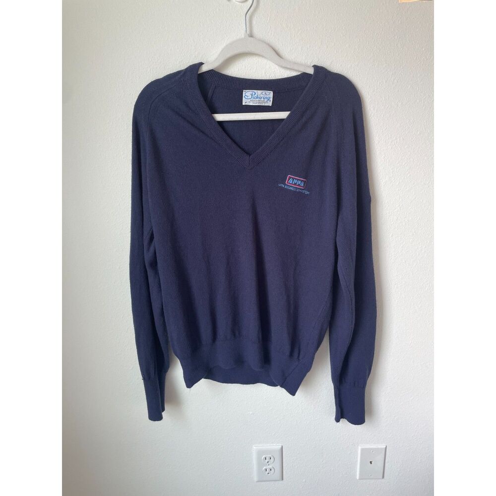 RETRO TECH V-Neck Sweater L Vintage 80s USA Alpha Business Computers Knit
